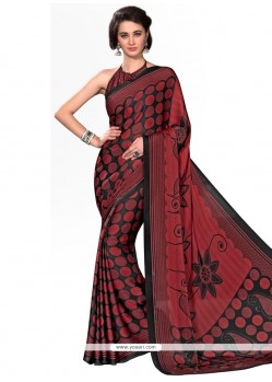 Snazzy Faux Crepe Multi Colour Print Work Printed Saree