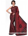 Snazzy Faux Crepe Multi Colour Print Work Printed Saree