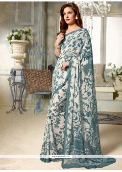 Intriguing Print Work Faux Georgette Printed Saree