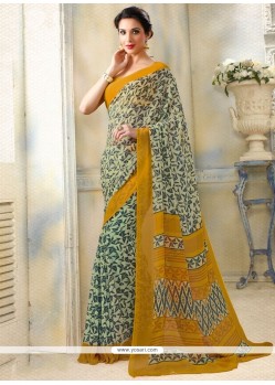 Compelling Print Work Faux Georgette Printed Saree