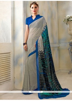 Sparkling Print Work Faux Georgette Printed Saree