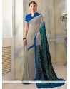 Sparkling Print Work Faux Georgette Printed Saree