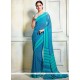 Gilded Blue Print Work Printed Saree