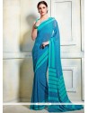 Gilded Blue Print Work Printed Saree