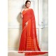 Vivid Orange Faux Georgette Printed Saree