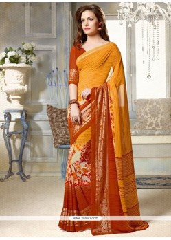 Zesty Print Work Multi Colour Faux Georgette Printed Saree