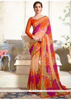 Mesmeric Faux Georgette Abstract Print Work Printed Saree