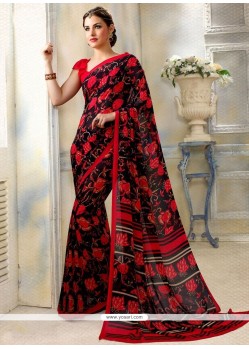 Prodigious Faux Georgette Multi Colour Abstract Print Work Printed Saree