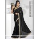 Conspicuous Chiffon Satin Black Classic Saree