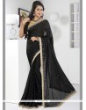 Conspicuous Chiffon Satin Black Classic Saree