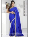 Tiptop Blue Chiffon Satin Designer Saree