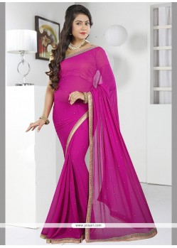 Affectionate Chiffon Satin Magenta Stone Work Classic Designer Saree