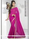 Affectionate Chiffon Satin Magenta Stone Work Classic Designer Saree