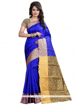 Amazing Cotton Silk Blue Traditional Saree