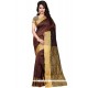 Striking Brown Weaving Work Traditional Saree