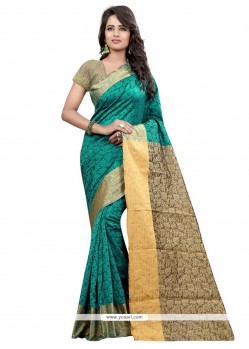 Jazzy Sea Green Weaving Work Cotton Silk Traditional Saree