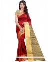 Weaving Cotton Silk Traditional Saree In Red