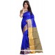 Weaving Cotton Silk Traditional Saree In Blue