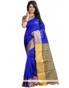 Weaving Cotton Silk Traditional Saree In Blue