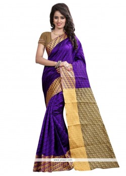 Intricate Cotton Silk Weaving Work Traditional Saree