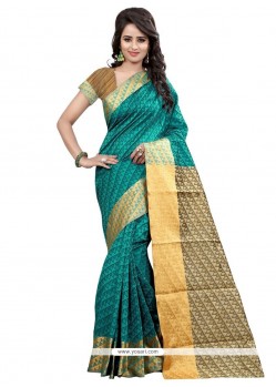 Sea Green Weaving Work Cotton Silk Traditional Saree