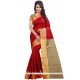 Weaving Cotton Silk Traditional Saree In Red