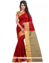 Weaving Cotton Silk Traditional Saree In Red