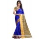 Entrancing Blue Cotton Silk Traditional Saree