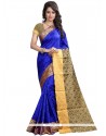 Entrancing Blue Cotton Silk Traditional Saree