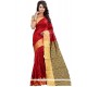 Weaving Cotton Silk Traditional Saree In Red