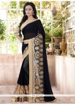 Glamorous Faux Georgette Black Classic Saree