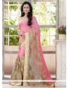 Glossy Faux Georgette Pink Classic Saree