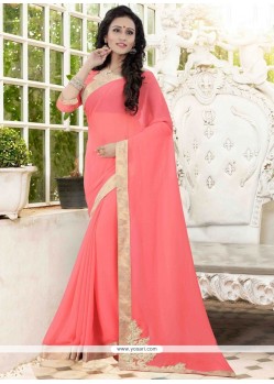 Desirable Faux Georgette Pink Trendy Saree