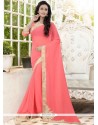 Desirable Faux Georgette Pink Trendy Saree