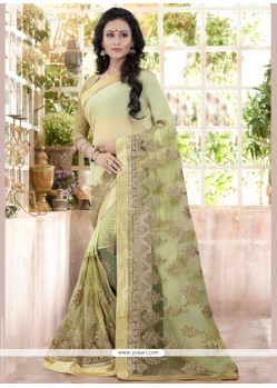 Amazing Faux Georgette Embroidered Work Shaded Saree