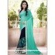 Sensible Faux Georgette Blue And Navy Blue Designer Half N Half Saree