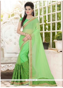 Deserving Faux Georgette Patch Border Work Classic Saree