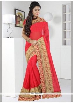 Trendy Patch Border Work Faux Chiffon Trendy Saree