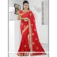 Fascinating Red Embroidered Work Designer Saree