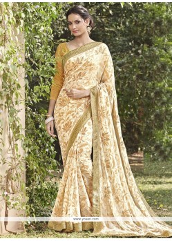 Stunning Lace Work Brasso Printed Saree