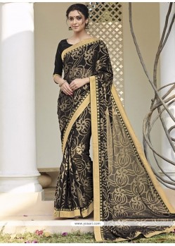 Enchanting Faux Chiffon Lace Work Printed Saree