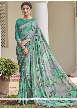 Urbane Print Work Faux Chiffon Printed Saree