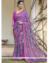 Lovely Purple Faux Chiffon Printed Saree