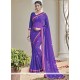 Monumental Lace Work Blue Printed Saree