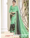 Lively Sea Green Patch Border Work Classic Saree