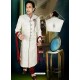 Men's Brocade Fabric White Color Sherwani