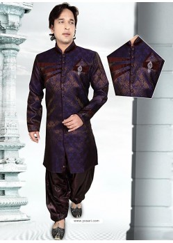 Striking Cream Color Brocade Sherwani