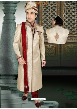 Flattering Brown Brocade Sherwani