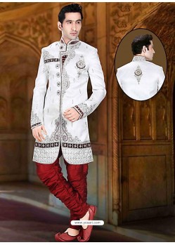 Incredible White Brocade Sherwani