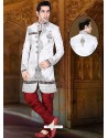 Incredible White Brocade Sherwani